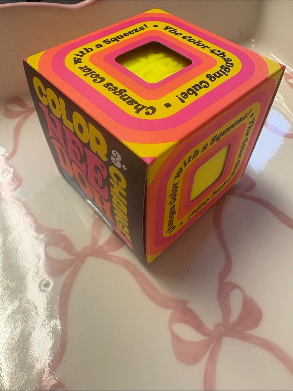 Needoh Yellow Color-Changing Squeeze Cube
